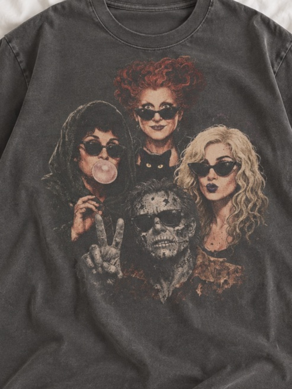 Horror Movie Characters Selfie Halloween Graphic Pepper Tee - Picture 2 of 3
